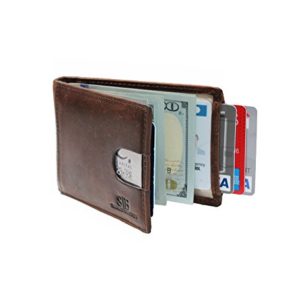 PayPass//RFID Blocker Leather Bifold Wallet Black Ext//Brown Interior