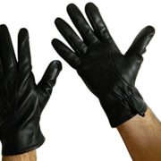 FOWNES Men’s Cashmere Lined Black Lambskin/Conductive Leather Gloves