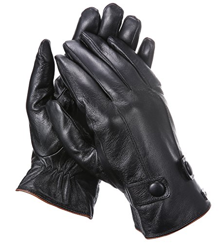Marino Mens Warm Fashion Leather Gloves, Extreme Cold Weather Waterproof Gloves with Insulation Liner