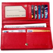 Womens Genuine Leather RFID Blocking Wallet, Ladies Slim RFID Billfold, Black