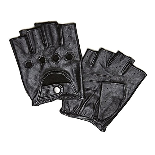 Men’s Deerskin Fingerless Driving Fitness Motorcycle Cycling Unlined Leather Gloves