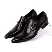 Zorgen Genuine Leather Men’s Dress Shoes Wedding Office Wedding Oxfords Shoes Metal Buckle