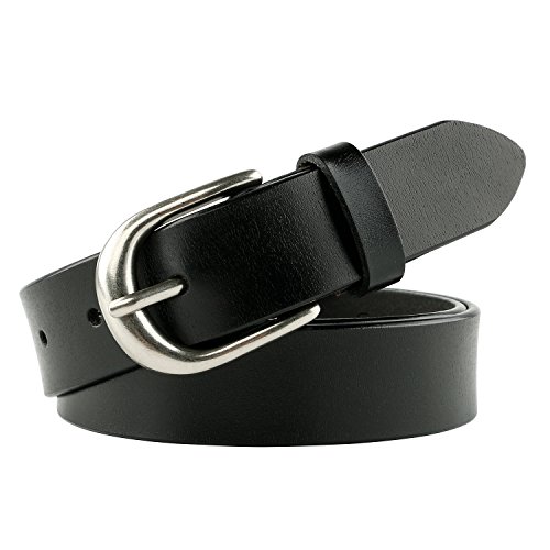 JASGOOD New Arrival Genuine Leather Belt for Women with Classic Polished Alloy Buckle