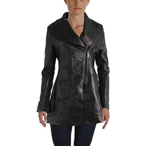 Elie Tahari Womens Claire Leather Asymmetrical Jacket