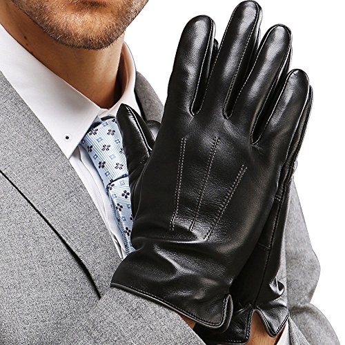 Harrms Best Touchscreen Italian Nappa Genuine Leather Gloves for men’s Texting Driving Cashmere Lining
