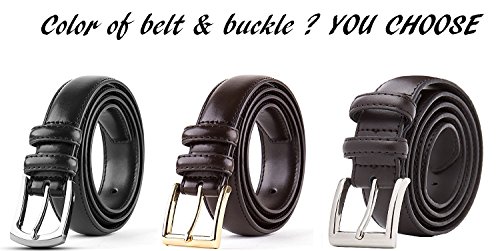 Men’s Classic Dress Leather Belt, Black & Brown Colors, Regular Big & Tall Sizes