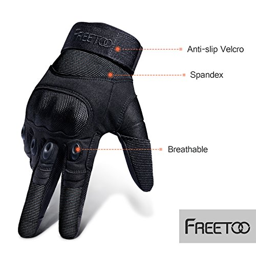 FREETOO Tactical Gloves Military Rubber Hard Knuckle Outdoor Gloves for Men Fit for Cycling Motorcycle Hiking Camping Powersports Airsoft Paintball