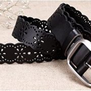 JasGood Women’s Hollow Flower Genuine Cowhide Leather Belt With Alloy Buckle