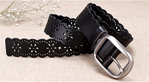 JasGood Women’s Hollow Flower Genuine Cowhide Leather Belt With Alloy Buckle