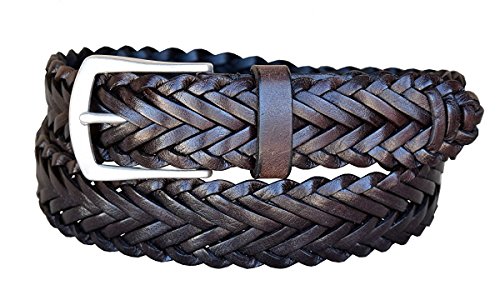 Hagora Women’s Real Italian Leather Hand Braided 1-3/8″ Wide Antique Buckle Belt