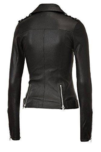 Exemplar Women’s Genuine Lambskin Leather Moto Jacket Black LL897