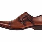 Asher Green Mens Brown Genuine Leather Classic Double Monk Strap Dress Shoe with Cap Toe: Style Stowe Brown-028
