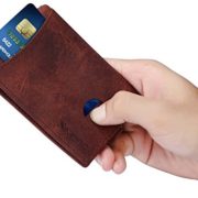 SimpacX RFID Blocking Bifold Slim Genuine Leather Thin Minimalist Front Pocket Wallets for Men Money Clip Full Grain Leather