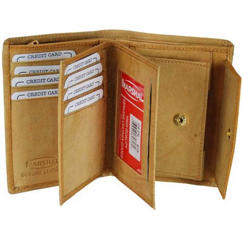 Genuine Leather Bifold Business Card and Credit Card Holder Top Load by Marshal