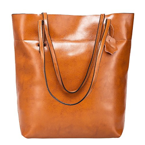 S-ZONE Vintage Genuine Leather Tote Shoulder Bag Handbag Big Large Capacity