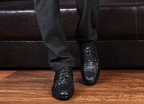 Jiye Men’s The British Leather Crocodile Grain Casual Oxfords Shoes