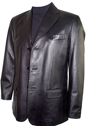 Paccilo Mens 1021 Genuine Three Button Lambskin Leather Blazer