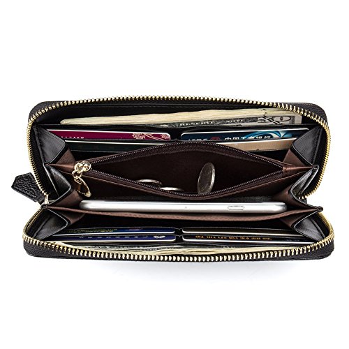 BOSTANTEN Women’s Leather Wallets Kapok Pattern Zipper Handbags with Wristlet