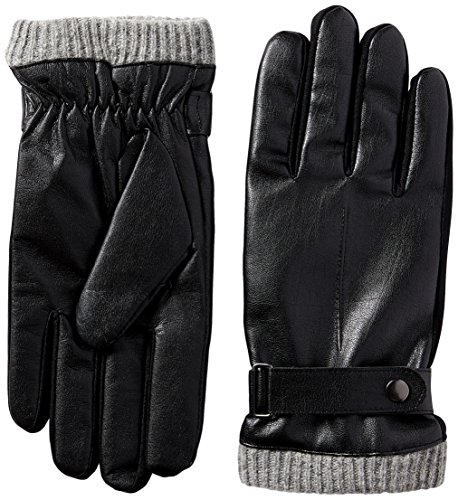 Isotoner Men’s Faux Leather smarTouch Gloves with Knit Cuff