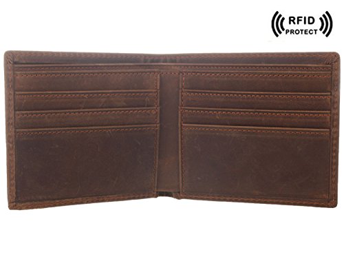Texbo RFID Blocking Men’s Genuine Cowhide Leather Vintage Bifold Wallet