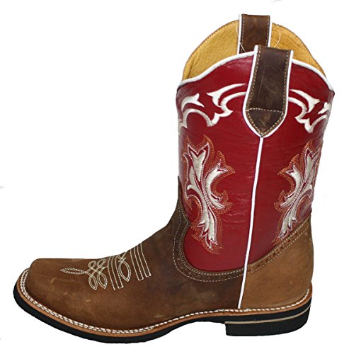 Men Cowboy Genuine Cowhide Leather Plain Square Toe Rodeo Western Boots