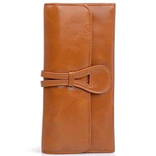 Jack&Chris Women’s Genuine Leather Long Tri-fold Wallet, WBXH053