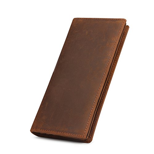 Kattee Men’s Vintage Look Genuine Leather Long Bifold Wallet