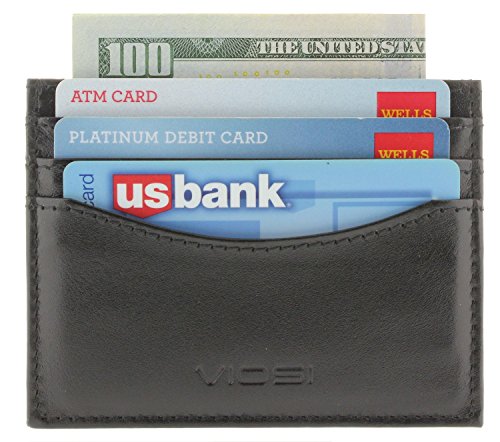 Viosi RFID Mens Genuine Leather Slim Credit Card Holder Front Pocket Wallet