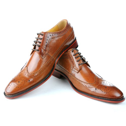 Fulinken Men’s Oxford Shoes Leather Lace up shoes Brogue Wingtip Business boots Formal Dress Shoes