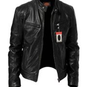 Lasumisura Men’s SWORD Black Genuine Lambskin Leather Biker Jacket – 1510533 + FREE Dust Cover + Free Leather Cleaning Cloth