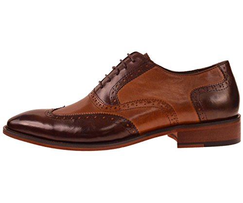 Asher Green Mens Two Tone Ombre Brown / Cognac Genuine Leather Wingtip Oxford Dress Shoe: AG100-065