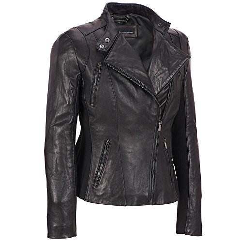 Wilsons Leather Womens Plus Size Knit Inset Asymmetric Leather Scuba W/ Zip Deta