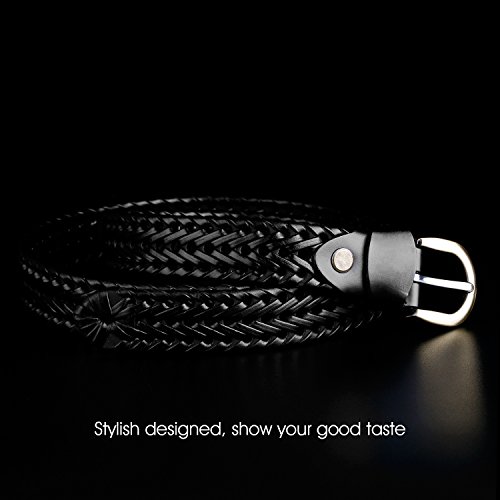 JASGOOD Fashion Braided Leather Belt for Women Woven Belt with Copper Pin Buckle