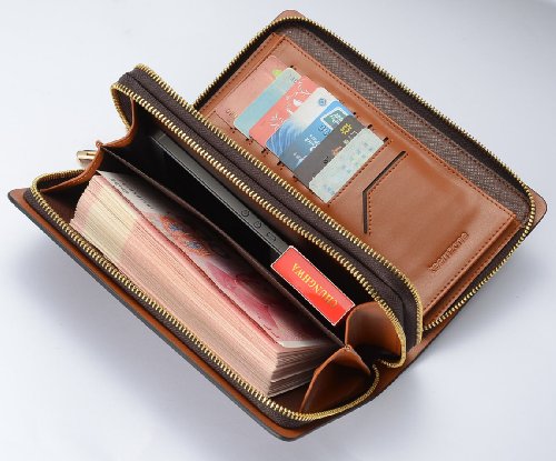 Teemzone Mens Stylish Business Genuine Leather Organizer Clutch Handbag Coin Wallet