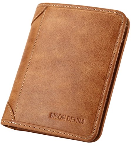 Bison Denim Men’s Genuine Cowhide Leather Vintage Bifold Wallets