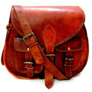Firu-Handmade Women Vintage Style Genuine Brown Leather Cross Body Shoulder Bag Handmade Purse