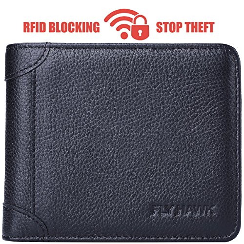 FlyHawk Best RFID Blocking Top Genuine Leather Wallets for Mens