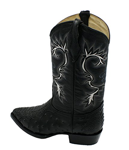 Men genuine cowhide ostrich and crocodile print leather J Toe cowboy boots