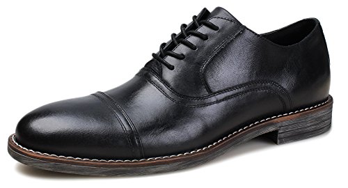 Kunsto Men’s Leather Cap Toe Oxford Shoes Lace Up