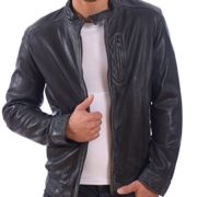 Black Rivet Men’s Lambskin Leather Moto Jacket