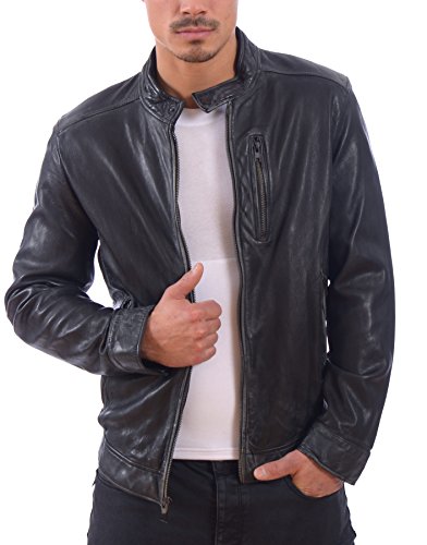 Black Rivet Men’s Lambskin Leather Moto Jacket