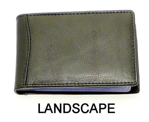 Black Leather Credit Card Holder Wallet 18 clear plastic pockets 4 Further Card Slots