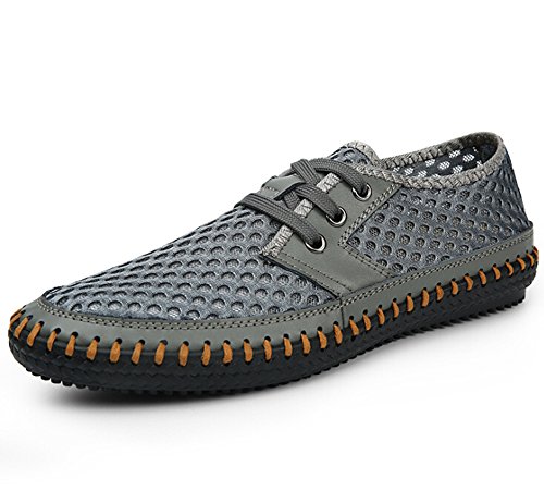 Fansela(TM) Men’s PU Leather Handmade Summer Breathable Mesh Sweing Shoes