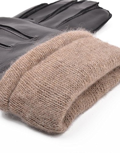Men’s Lambskin Leather Cashmere Lined Winter Gloves, Touchscreen