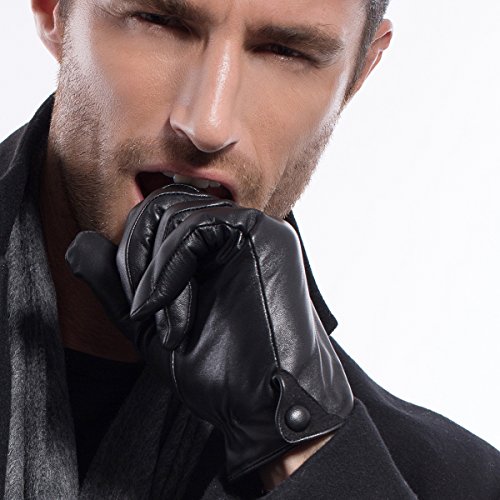 MATSU Men’s Nappa Leather Soft Suede Long Fleece Lined Gloves Police Style Ku011