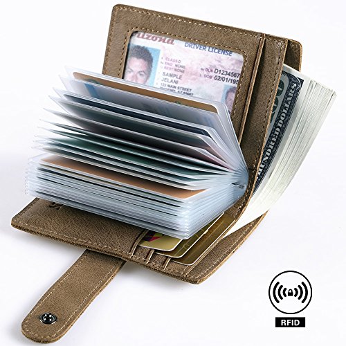 RFID Blocking Leather Business Card Holder for men 20 Credit Card Slots Vintage