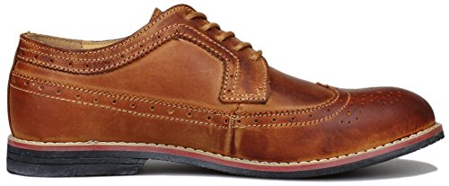 PhiFA Men’s Distressed Genuine Leather Wingtips Oxfords Lace-ups