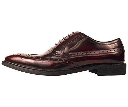 Asher Green Mens Classic Burgundy Genuine Box Calf Leather Wingtip Oxford Dress Shoe: Style AG7327-175
