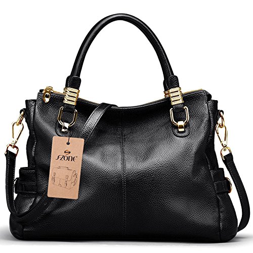 S-ZONE Women’s Vintage Genuine Leather Tote Shoulder Bag Top-handle Crossbody Handbags Ladies’ Purse