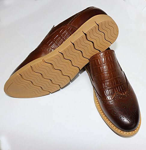 Caterinasara Genuine leather designer vintage flat pointed toe handmade brown oxford shoes for men
